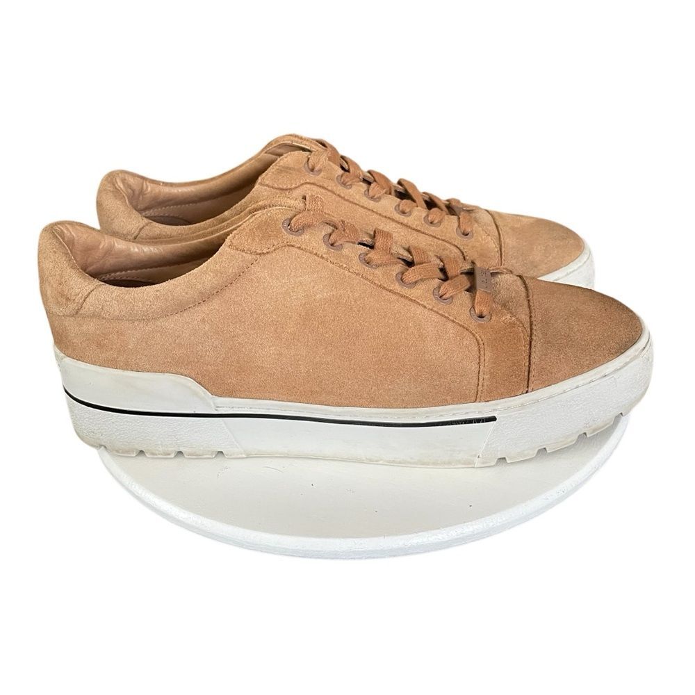 J/Slides NYC Maya Lace-Up Tan Suede Leather Platform Sneaker Women's Size 10